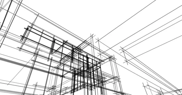 Abstracte Tekenlijnen Architectonisch Kunstconcept Minimale Geometrische Vormen — Stockfoto