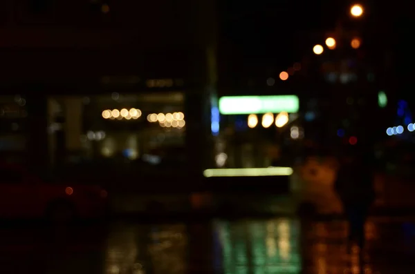Lumières Abstraites Floues Fond Ville Dans Nuit — Photo