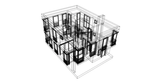 Elvont Rajzvonalak Építészeti Képzőművészetben Minimális Geometriai Formák — Stock Fotó
