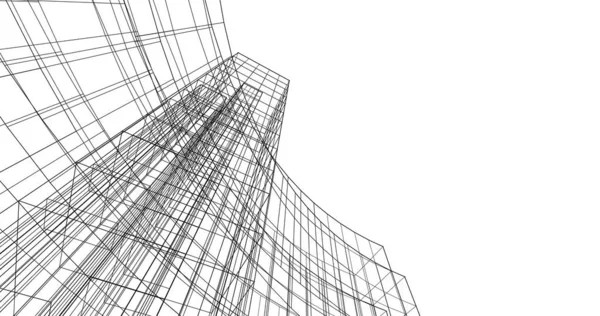 Líneas Abstractas Dibujo Concepto Arte Arquitectónico Formas Geométricas Mínimas —  Fotos de Stock