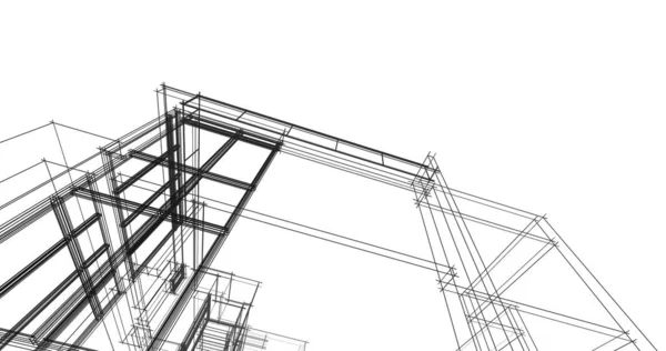 Líneas Abstractas Dibujo Concepto Arte Arquitectónico Formas Geométricas Mínimas — Foto de Stock