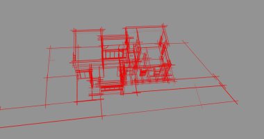 Mimari sanat konseptinde soyut çizgiler, minimum geometrik şekiller. 
