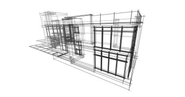 Mimari sanat konseptinde soyut çizgiler, minimum geometrik şekiller. 