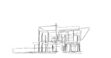 Mimari sanat konseptinde soyut çizgiler, minimum geometrik şekiller. 