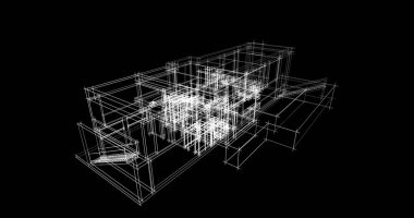 Arkaplanda mimari bina 3d illüstrasyon