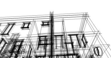 Mimari sanat konseptinde soyut çizgiler, minimum geometrik şekiller. 