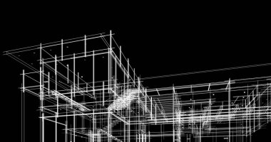 Arkaplanda mimari bina 3d illüstrasyon