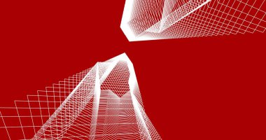 Mimari sanat konseptinde soyut çizgiler, minimum geometrik şekiller. 