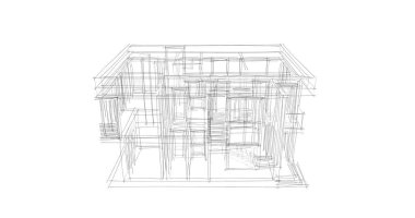 Arkaplanda mimari bina 3d illüstrasyon