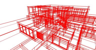 Arkaplanda mimari bina 3d illüstrasyon