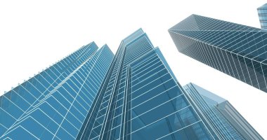 Arkaplanda mimari bina 3d illüstrasyon