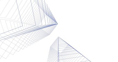 Mimari sanat konseptinde soyut çizgiler, minimum geometrik şekiller. 