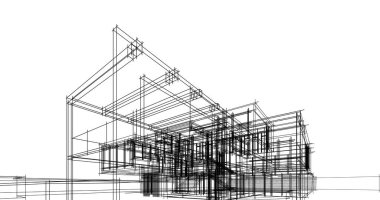 Mimari sanat konseptinde soyut çizgiler, minimum geometrik şekiller. 