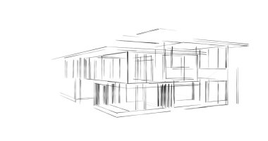 Arkaplanda mimari bina 3d illüstrasyon