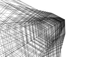 Arkaplanda mimari bina 3d illüstrasyon