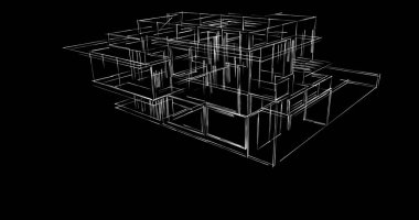 Mimari sanat konseptinde soyut çizgiler, minimum geometrik şekiller. 