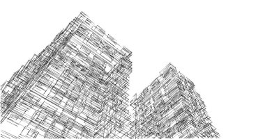 Mimari sanat konseptinde soyut çizgiler, minimum geometrik şekiller. 