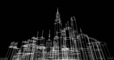 soyut mimari duvar kağıdı tasarımı, dijital konsept arkaplan