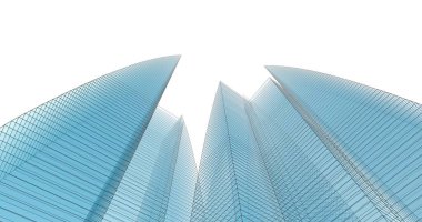 Arkaplanda mimari bina 3d illüstrasyon