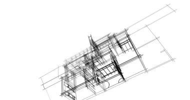 Mimari sanat konseptinde soyut çizgiler, minimum geometrik şekiller. 
