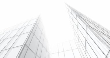 Arkaplanda mimari bina 3d illüstrasyon