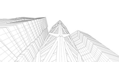 Arkaplanda mimari bina 3d illüstrasyon