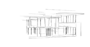 Arkaplanda mimari bina 3d illüstrasyon