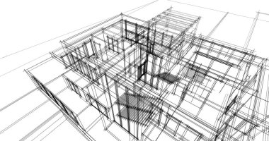 Mimari sanat konseptinde soyut çizgiler, minimum geometrik şekiller. 