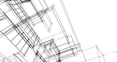 Arkaplanda mimari bina 3d illüstrasyon