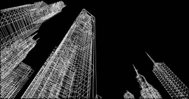 Mimari sanat konseptinde soyut çizgiler, minimum geometrik şekiller. 