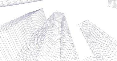 Arkaplanda mimari bina 3d illüstrasyon