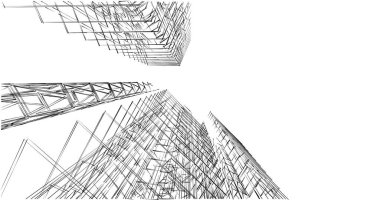 Mimari sanat konseptinde soyut çizgiler, minimum geometrik şekiller. 