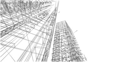 Mimari sanat konseptinde soyut çizgiler, minimum geometrik şekiller. 