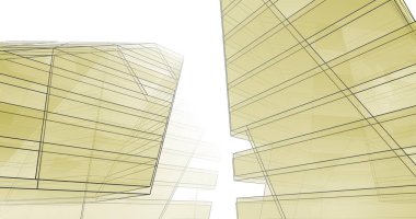 Mimari sanat konseptinde soyut çizgiler, minimum geometrik şekiller. 