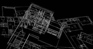 Mimari sanat konseptinde soyut çizgiler, minimum geometrik şekiller. 