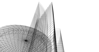 Mimari sanat konseptinde soyut çizgiler, minimum geometrik şekiller. 