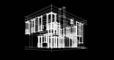 Mimari sanat konseptinde soyut çizgiler, minimum geometrik şekiller. 