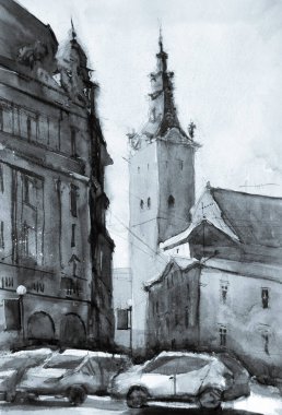 Mimari sanat konseptinde soyut çizgiler, minimum geometrik şekiller. 