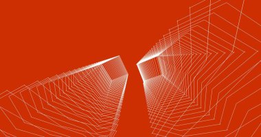 Mimari sanat konseptinde soyut çizgiler, minimum geometrik şekiller. 