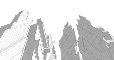 Mimari sanat konseptinde soyut çizgiler, minimum geometrik şekiller. 