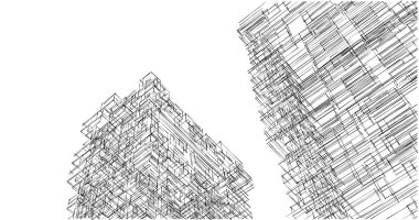 Mimari sanat konseptinde soyut çizgiler, minimum geometrik şekiller. 