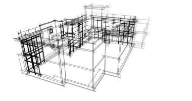 Mimari sanat konseptinde soyut çizgiler, minimum geometrik şekiller. 