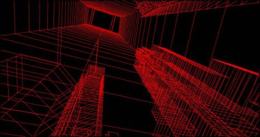 Mimari sanat konseptinde soyut çizgiler, minimum geometrik şekiller. 