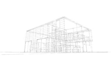 3d mimari duvar kağıdı tasarımı, dijital bina çizimi 