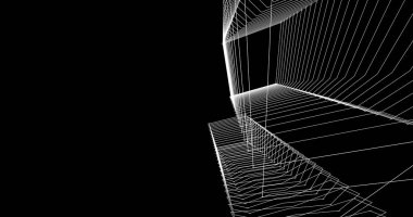 Mimari sanat konseptinde soyut çizgiler, minimum geometrik şekiller. 