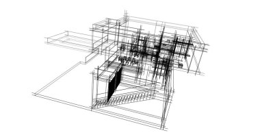 Mimari sanat konseptinde soyut çizgiler, minimum geometrik şekiller. 