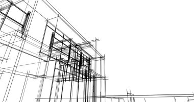 Mimari sanat konseptinde soyut çizgiler, minimum geometrik şekiller. 