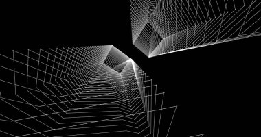 Mimari sanat konseptinde soyut çizgiler, minimum geometrik şekiller. 