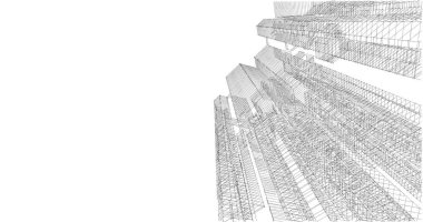 Arkaplanda mimari bina 3d illüstrasyon