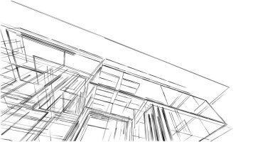 Mimari sanat konseptinde soyut çizgiler, minimum geometrik şekiller. 